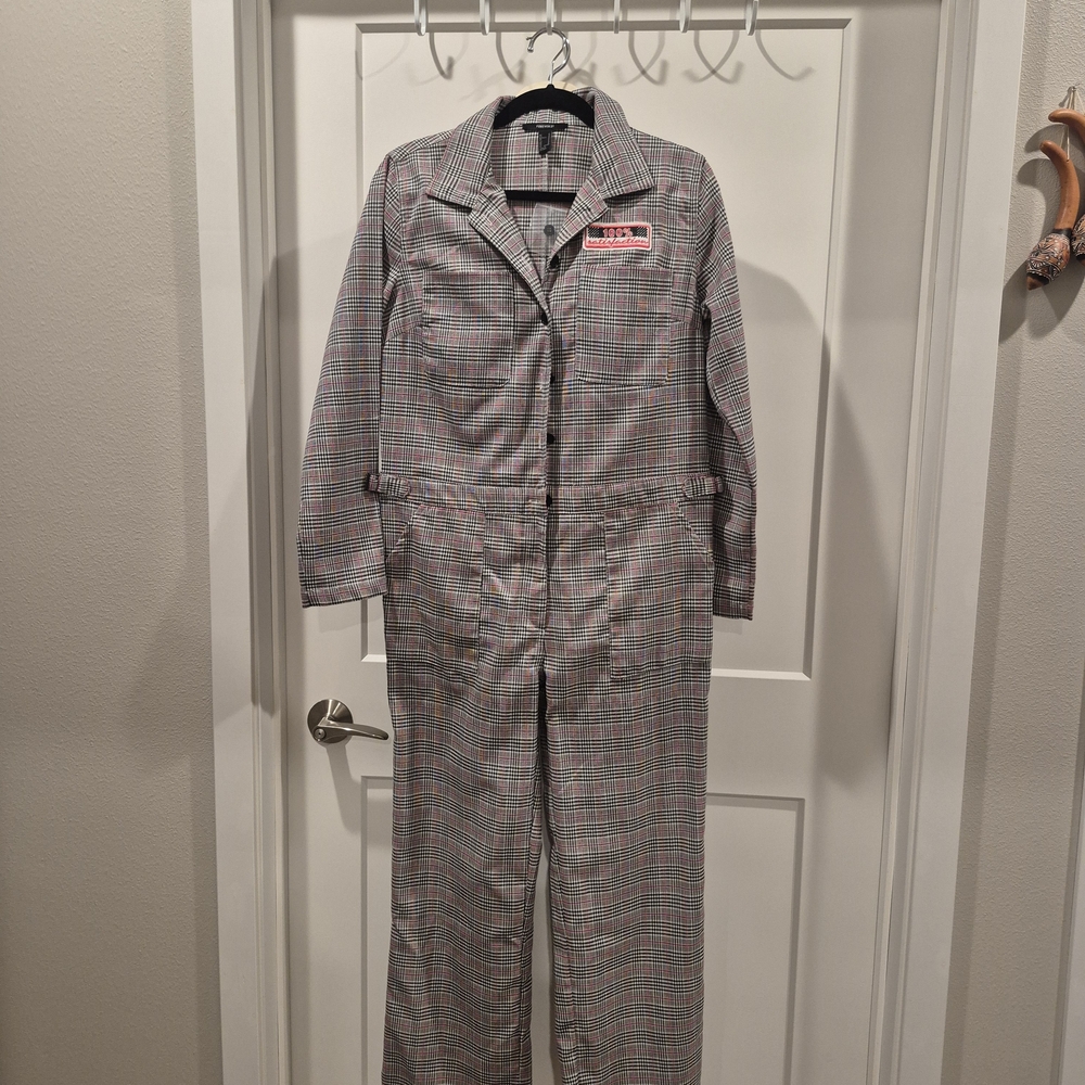 Forever 21 Gray Plaid Jumpsuit